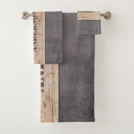 Wood on Dark Background, Family Name バスタオルセット