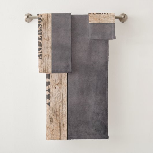 Wood on Dark Background, Family Name バスタオルセット (インサイチュ)