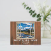 Wood Paneling Open Window Scenery Vacation Rental  ポストカード (スタンド正面)