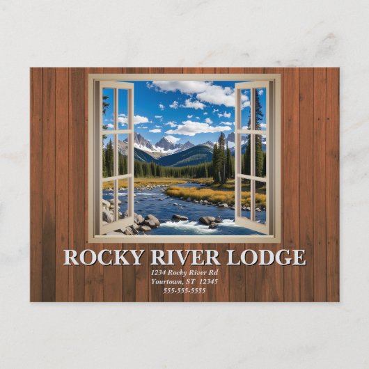 Wood Paneling Open Window Scenery Vacation Rental  ポストカード (正面)