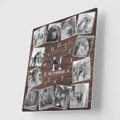 Wood Photo Collageモ素朴ノグラムが自分で作成 スクエア壁時計 (傾斜)