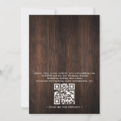 Wood Rustic String Light Country QR Code Wedding 招待状 (裏面)