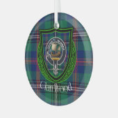 Wood Scottish Clan Tartan & Crest ガラスオーナメント (正面左)