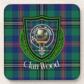 Wood Scottish Clan Tartan & Crest コースター (正面)