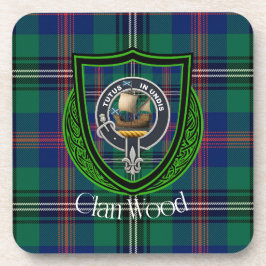 Wood Scottish Clan Tartan & Crest コースター