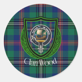 Wood Scottish Clan Tartan & Crest ラウンドシール