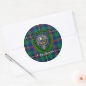 Wood Scottish Clan Tartan & Crest ラウンドシール (封筒)