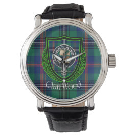 Wood Scottish Clan Tartan & Crest 腕時計