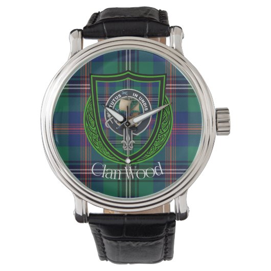 Wood Scottish Clan Tartan & Crest 腕時計 (正面)