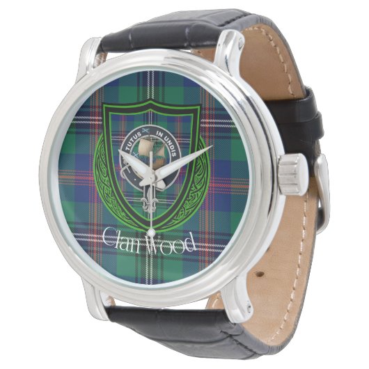 Wood Scottish Clan Tartan & Crest 腕時計 (アングル)