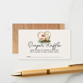 Wood Slice Baby Shower Diaper Raffle Ticket エンクロージャーカード