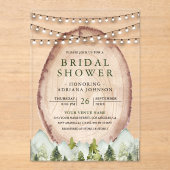 Wood Slice Mountain Forest Bridal Shower アクリル招待状 (正面)