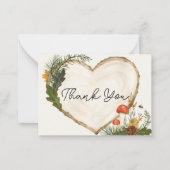 Wood Slice Mushroom Fall Baby Shower Thank You ノートカード (正面)
