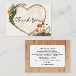 Wood Slice Mushroom Fall Baby Shower Thank You ノートカード