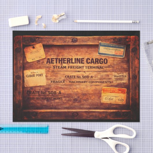 Wood Steampunk Cargo Crate FC3 Decoupage 薄葉紙 (クラフト)