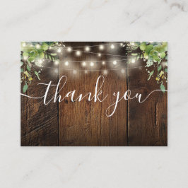 Wood String Lights Greenery結婚's Thank You プレイスカード