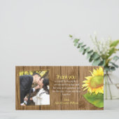 Wood Sunflower素朴の写結婚真サンキューカード サンキューカード (スタンド正面)
