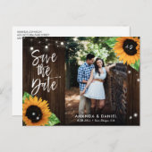 Wood Sunflower素朴日付はがきを保存 案内ポストカード (正面/裏面)