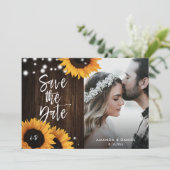 Wood Sunflower素朴 Save The Date Photo Cards セーブザデート (スタンド正面)