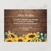Wood Sunflower Be My Bridesmaid Proposal ポストカード (裏面)