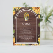 Wood Sunflowers Mason Jar Arch Wedding Details エンクロージャーカード (スタンド正面)