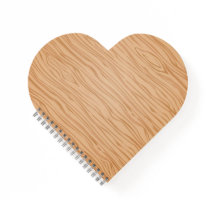Wood Texture Heart Shaped Spiral Bound Notebook