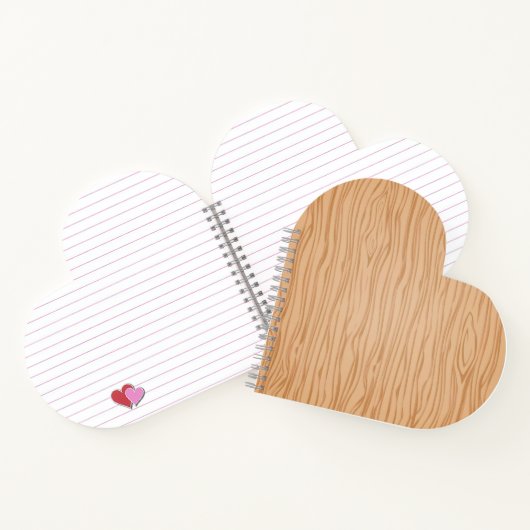 Wood Texture Heart Shaped Spiral Bound Notebook ノートブック (内部)
