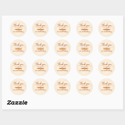 Wood Texture Rolling Pin Bakery Thank You Sticker ラウンドシール (シート)
