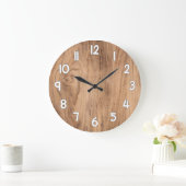 Wood Texture Wall Clock – Natural Rustic Home Deco ラージ壁時計 (ホーム)