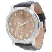 Wood Texture Wrist Watch – Natural Rustic Timepiec 腕時計 (アングル)