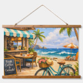 Wood Topped Beach Café Escape – Wall Tapestry 吊り下げ型タペストリー (正面)