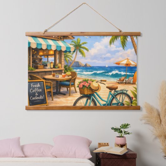 Wood Topped Beach Café Escape – Wall Tapestry 吊り下げ型タペストリー (寝室)