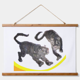 Wood Topped Wall Tapestry 2 Tigers jGibney Zazzle 吊り下げ型タペストリー