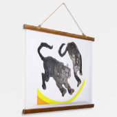 Wood Topped Wall Tapestry 2 Tigers jGibney Zazzle 吊り下げ型タペストリー (傾斜あり)