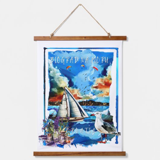 Wood Topped Wall Tapestry - Biograd na Moru 吊り下げ型タペストリー (正面)