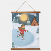 Wood Topped Wall Tapestry "Joyful skater" 吊り下げ型タペストリー (正面)