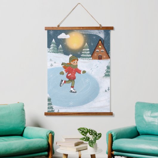 Wood Topped Wall Tapestry "Joyful skater" 吊り下げ型タペストリー (リビング)