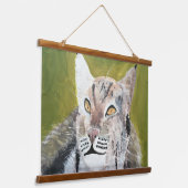 Wood Topped Wall Tapestry of a lynx cat 吊り下げ型タペストリー (傾斜あり)