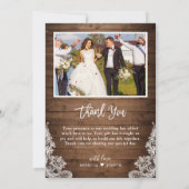 Wood Twinkle Lights素朴の写結婚真ありがとう サンキューカード (裏面)