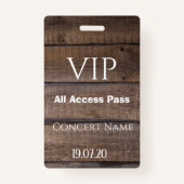 Wood VIP All素朴 Access Pass Consert Badge バッジ (正面)