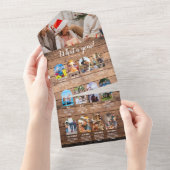 Wood Year in Reviewフォトコラージョ数々のンクリスマス オールインワン招待状 (貼ってはがせる)