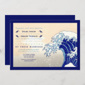 Woodblockプリント結婚式招待状 招待状 (正面/裏面)