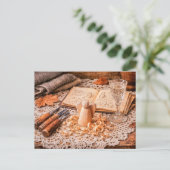 Woodcarving Angel in Progress with Tools and Shavi ポストカード (スタンド正面)