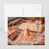 Woodcarving Angel in Progress with Tools and Shavi ポストカード (正面/裏面)