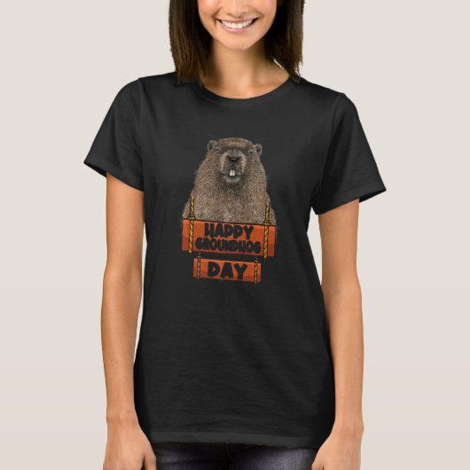 Woodchuck Happy Groundhog Day Tシャツ (正面)