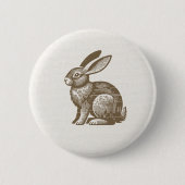 Woodcut Rabbit Button 缶バッジ (正面)