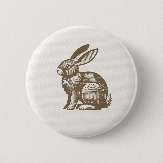 Woodcut Rabbit Button 缶バッジ (正面)