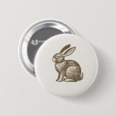 Woodcut Rabbit Button 缶バッジ (正面&裏面)