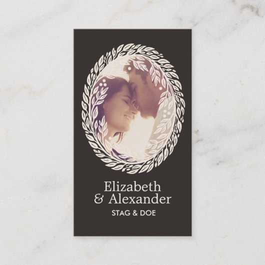 Woodcut Wreath Party Ticket - Black 名刺 (正面)