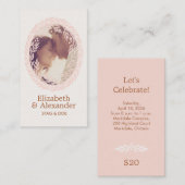 Woodcut Wreath Party Ticket - Ivory 名刺 (正面/裏面)